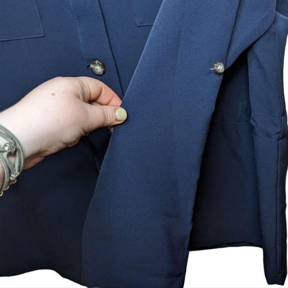 NWT J. Jill Wearever Collection Navy Cinched Button-Down Jacket Size S 💙✨ - Picture 8 of 14